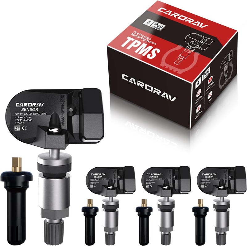 CARORAV TPMS Sensor 315Mhz Tire Pressure Monitoring System - Set of 4 for Hyundai and Kia Models - Image 1