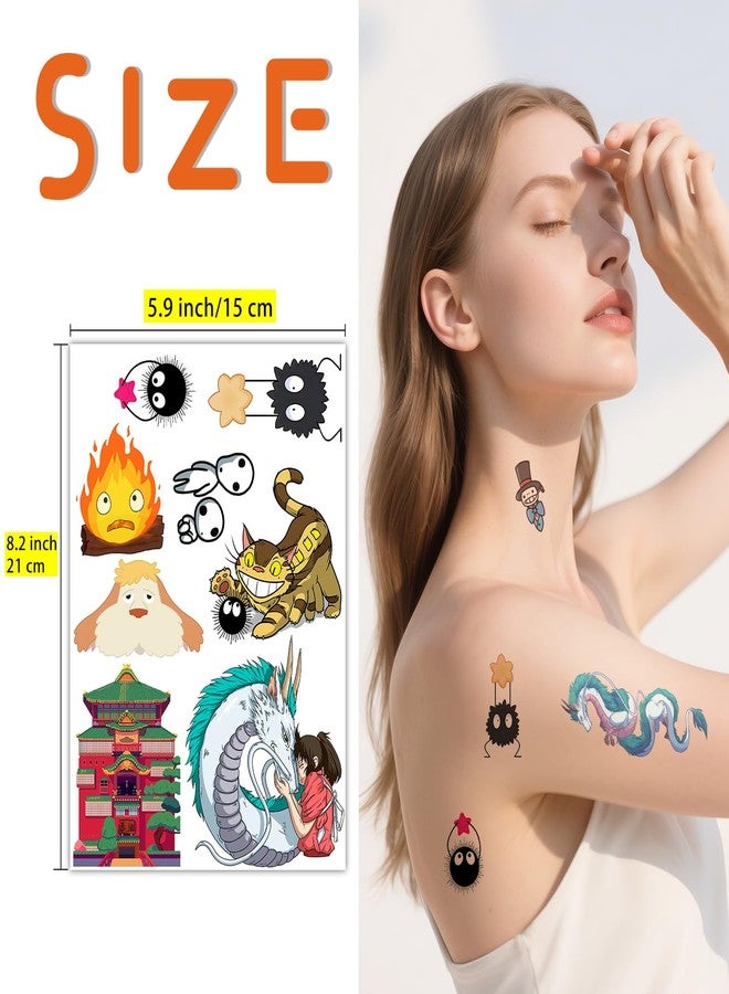 Pounchi Japanese Anime Temporary Tattoos (8 Sheets) Gifts Anime Decor Cosplay Waterproof Temporary Tattoos Cartoon Stickers Party Favors Supplies for Teens Man Woman - Image 2