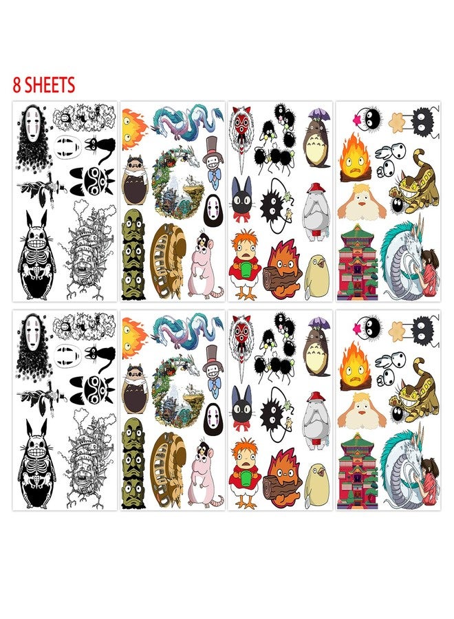 Pounchi Japanese Anime Temporary Tattoos (8 Sheets) Gifts Anime Decor Cosplay Waterproof Temporary Tattoos Cartoon Stickers Party Favors Supplies for Teens Man Woman - Image 1