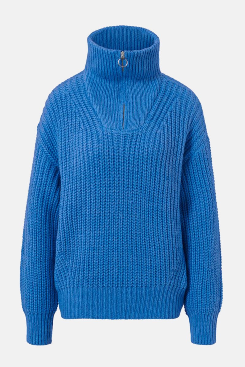 Tchibo Women Mock Neck Knitted Sweater, Blue - Image 4