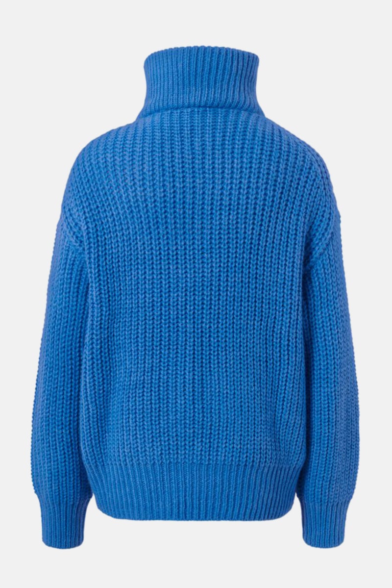 Tchibo Women Mock Neck Knitted Sweater, Blue - Image 3