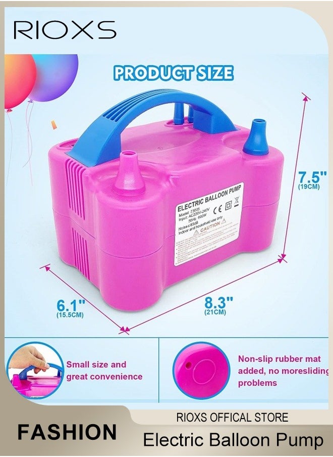 RIOXS Electric Balloon Pump, Portable Blower Dual Nozzle Balloon Inflator, Balloon Tying Tool, Electric Air Balloon Pump Party Decoration, Used to Quickly Fill Balloons, 110V 600W Air Pump For Party, Gift, Wedding Celebration  - Image 5