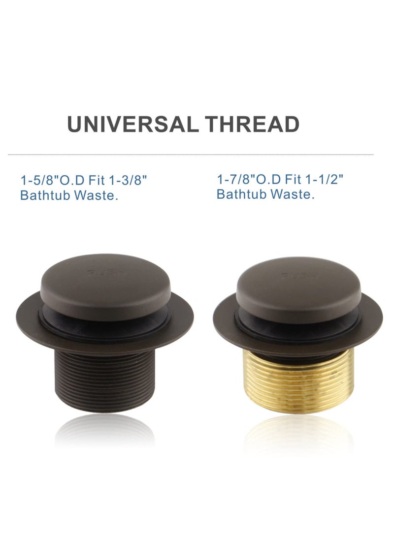 Black Bathtub Drain Tip Toe Two Hole, Tip Toe Bathtub Drain Conversion Kit Assembly, with 2 Hole Overflow Faceplate and Universal Fine and Coarse Thread, Matte Black