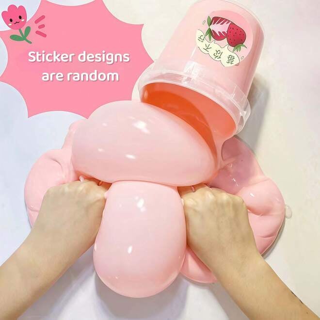 350ml Jumbo Bucket Pink Slime, Dreamy Strawberry Powder, Blue Blueberry Hug Milk, Purple Fake Water, Foam Gel Fake Water Slime, 120ml Cow Head Glue, Butter Mud, Stress Relief Toy, Sticky Simulation Water Slime, High Aesthetic Value Stress Relief Toy (Random Packaging Stickers)