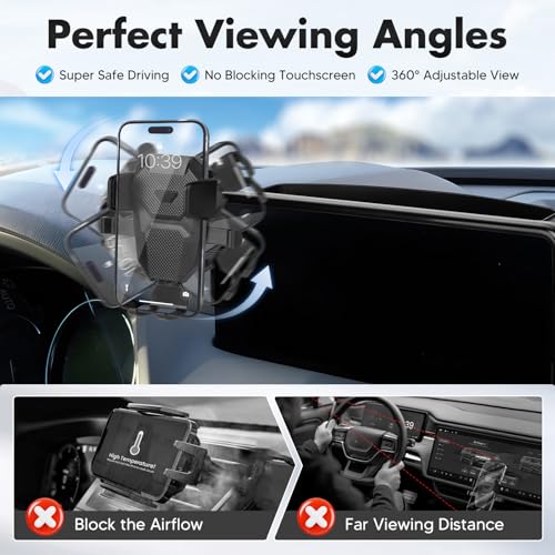 FIILINES Phone Holder for Mazda CX-5 2022-2025 (Fit 10.25" Touch Screen), Phone Mount with Dash Organizer for CX-5 Accessories, 360 Degree Rotation Dash Mount Cell-Phone Holder - Image 4