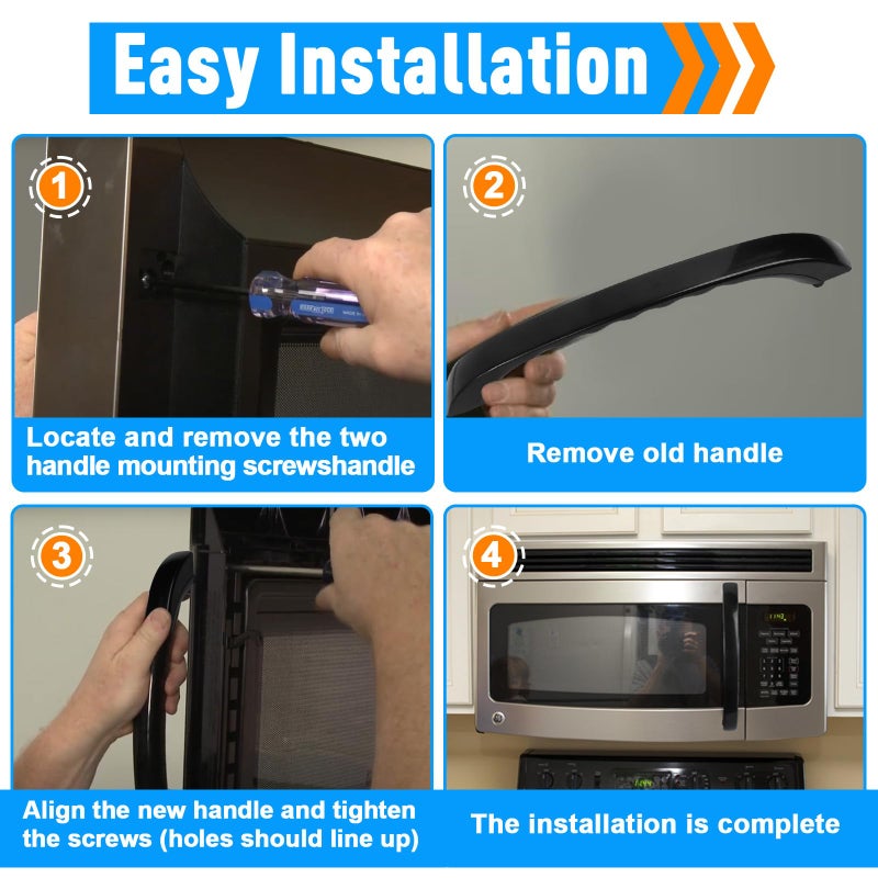 Kamrexi Wb15X10020 Replacement Microwave Door Handle Kit for GE Spacemaker XL JVM1339BW, JVM1350BW, JVM1330BW, Black - Image 4
