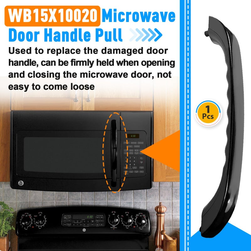 Kamrexi Wb15X10020 Replacement Microwave Door Handle Kit for GE Spacemaker XL JVM1339BW, JVM1350BW, JVM1330BW, Black - Image 2