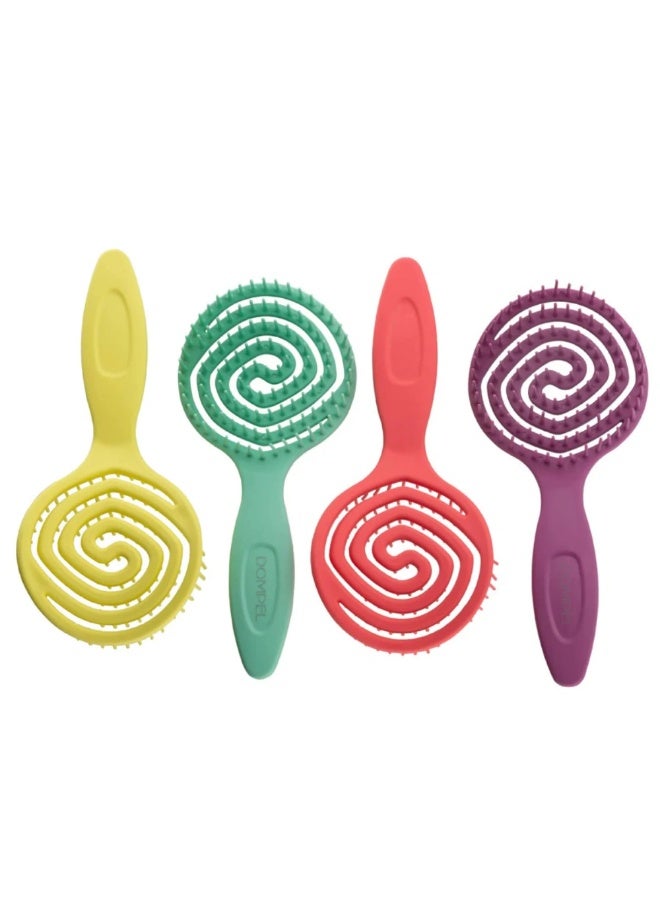 Dompel Hair Brush Pirulito Antistatic Bristles For All Hair Types- Multi-Color/Single pc