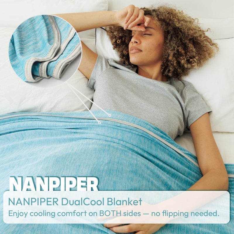 NANPIPER Cooling Blanket Queen Size for Hot Sleepers,Double Sided Cold Lightweight Summer Bed Blanket, Air Blue 90"x90" - Image 5