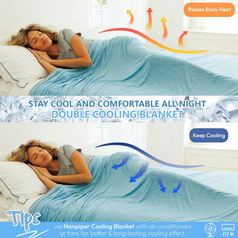 NANPIPER Cooling Blanket Queen Size for Hot Sleepers,Double Sided Cold Lightweight Summer Bed Blanket, Air Blue 90"x90" - Image 3