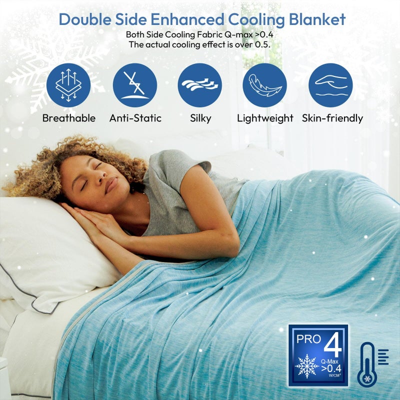 NANPIPER Cooling Blanket Queen Size for Hot Sleepers,Double Sided Cold Lightweight Summer Bed Blanket, Air Blue 90"x90" - Image 2
