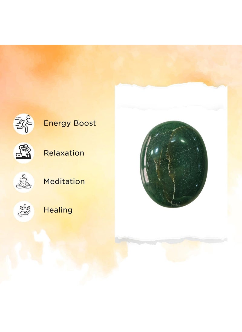 Shubhanjali Shubhanjali Natural Green Jade Crystal Palm Stones for Anxiety Stress Relief AA Origianl Healing Gemstone Pebble Crystal Green Jade Palm Stone for Yoga Meditation Reiki  - Image 3