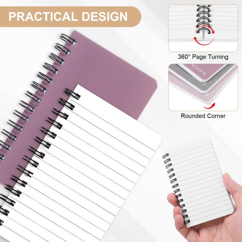 Thboxes 8 Pack Pocket Notebook, 3x5 Small Spiral Notebooks with 60 Sheets/120 Lined Pages Small Notebook Spiral Notepads Mini Note Pads Notebooks for School Office - Image 4