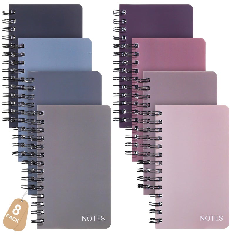 Thboxes 8 Pack Pocket Notebook, 3x5 Small Spiral Notebooks with 60 Sheets/120 Lined Pages Small Notebook Spiral Notepads Mini Note Pads Notebooks for School Office - Image 1