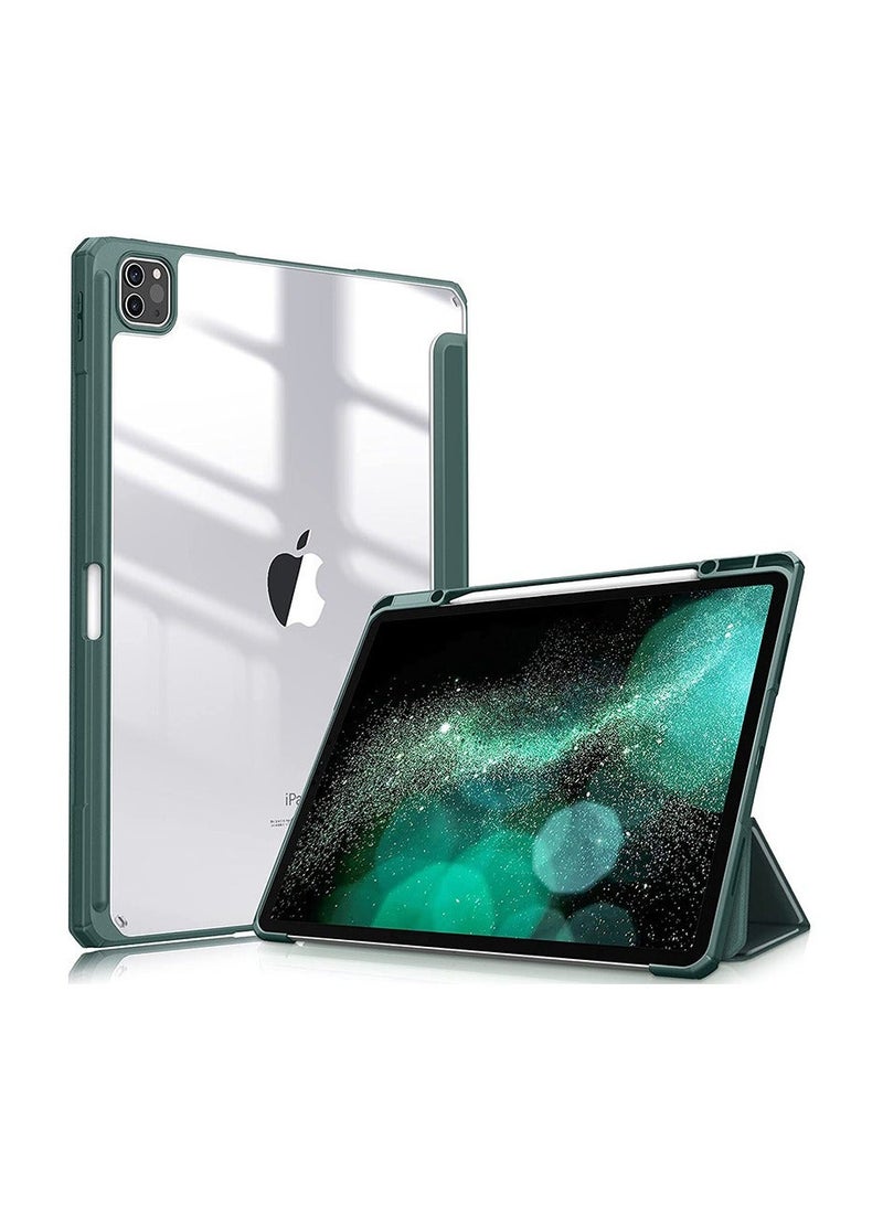 For iPad Pro 11/12.9 2024 Hybrid Slim Case - 【Built-in Pencil Holder】 Shockproof Cover with Clear Back Case Compatible with iPad Air 6th 10.9/Air 12.9