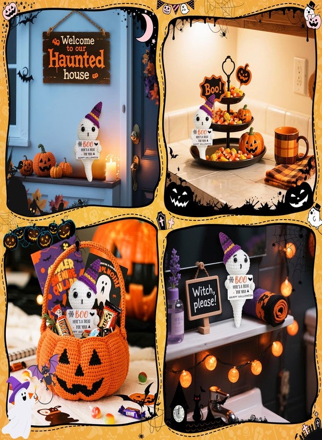 Jettryran Halloween Boo Basket Stuffers Gifts for Women Adults Teens Ghost Crochet Handmade Cute Horror Halloween Decorations Indoor Party Favors Supplies Trick or Treat Stuffers for Him - Image 5
