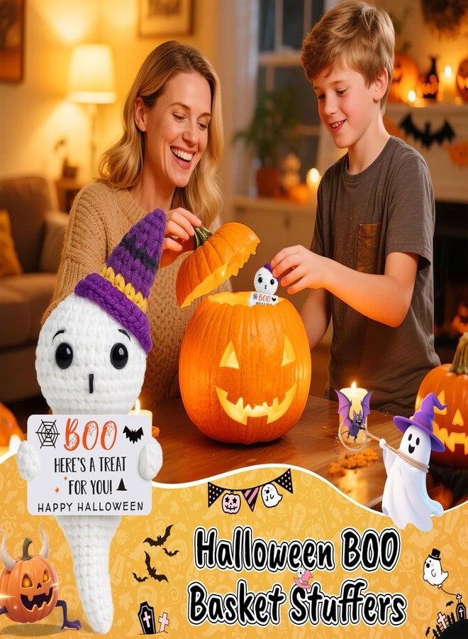 Jettryran Halloween Boo Basket Stuffers Gifts for Women Adults Teens Ghost Crochet Handmade Cute Horror Halloween Decorations Indoor Party Favors Supplies Trick or Treat Stuffers for Him - Image 3