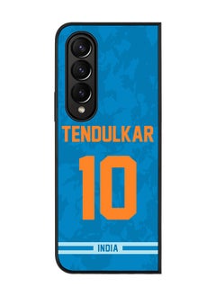 Rugged Black Edge Case for Samsung Galaxy Z Fold4, Slim fit Soft Case Flexible thin Cover - Player Name - Sachin Tendulkar, Jersey Number- 10