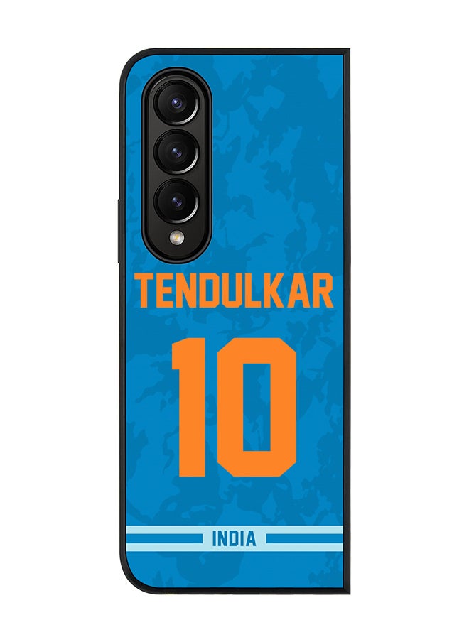 Stylizedd - Rugged Black Edge Case for Samsung Galaxy Z Fold4, Slim fit Soft Case Flexible thin Cover - Player Name - Sachin Tendulkar, Jersey Number- 10 - Image 1