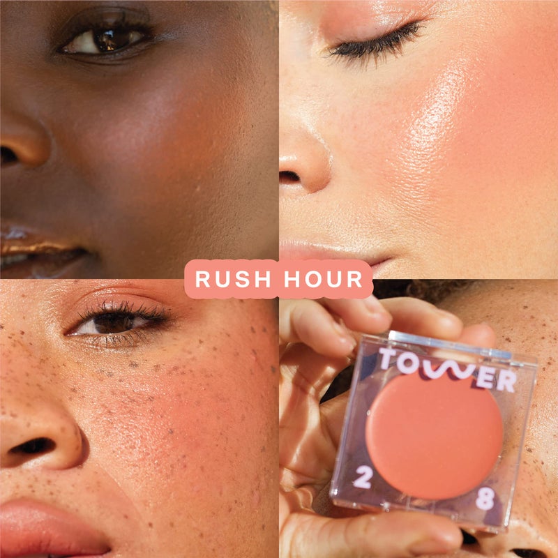 Tower 28 BeachPlease Cream Blush + Tinted Lip Balm - Multi-Use Lip Tint + Dewy Blush for Cheeks With Aloe Vera + Green Tea - Vegan, Non-Comedogenic Makeup for Sensitive Skin - Rush Hour (0.16 oz) - Image 2