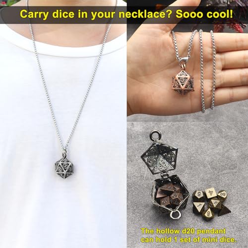 Haxtec Mini Metal DD Dice Set with Hollow Necklace Case 7PCS Keychain Portable - Image 5