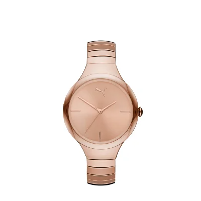 PUMA Contour Analog Quartz Watch for Women With Rose Gold Stainless Steel Band - 3 ATM - PU P1028