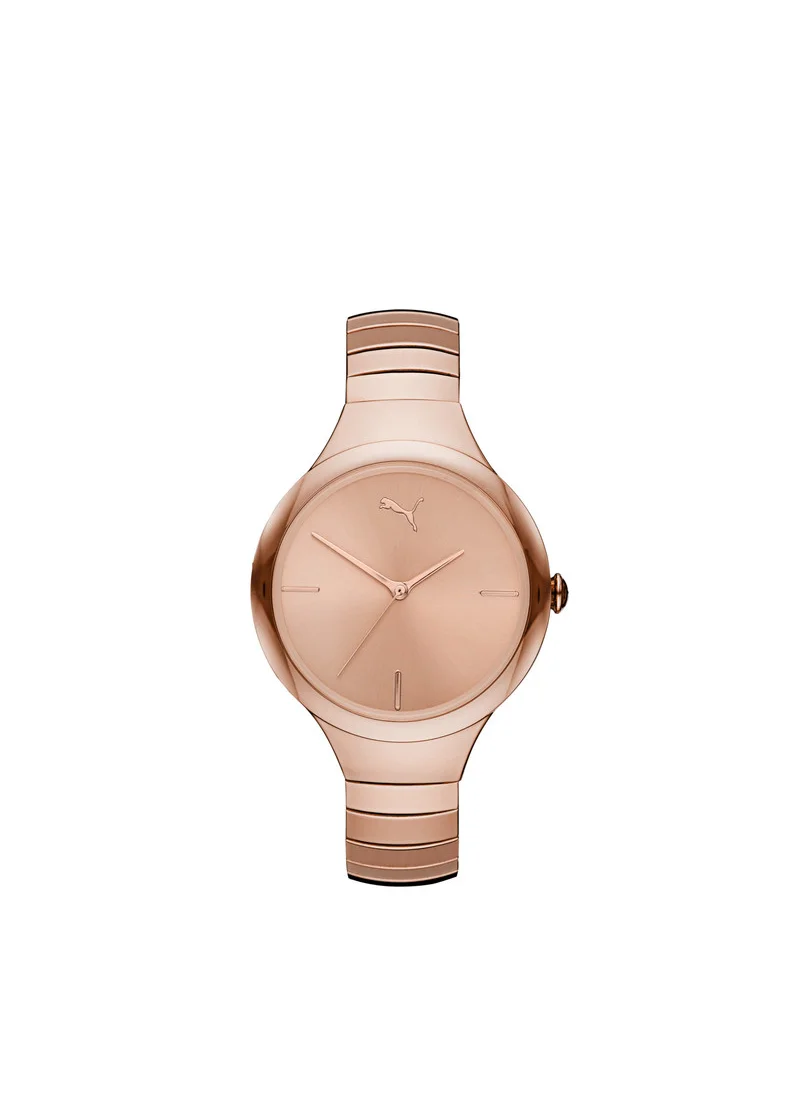 PUMA Contour Analog Quartz Watch for Women With Rose Gold Stainless Steel Band - 3 ATM - PU P1028