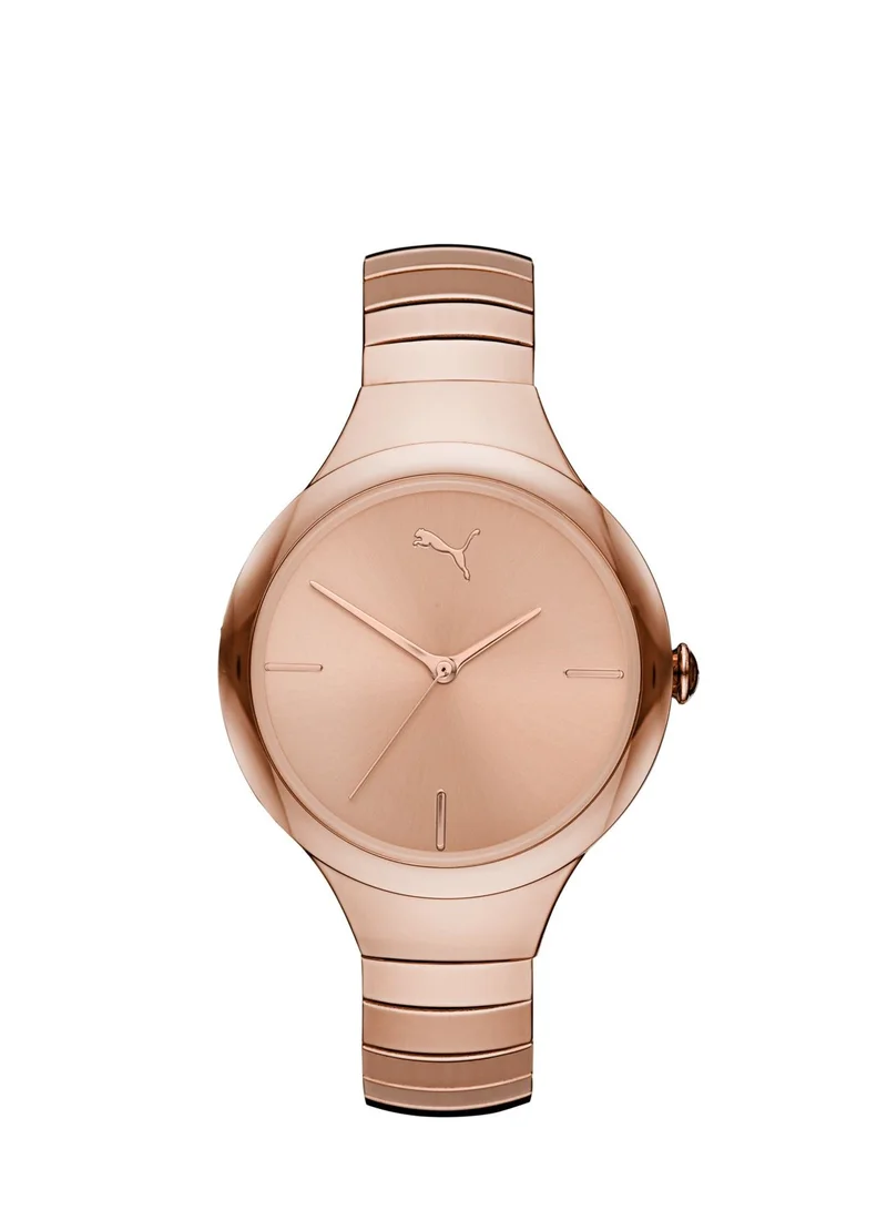 PUMA Contour Analog Quartz Watch for Women With Rose Gold Stainless Steel Band - 3 ATM - PU P1028