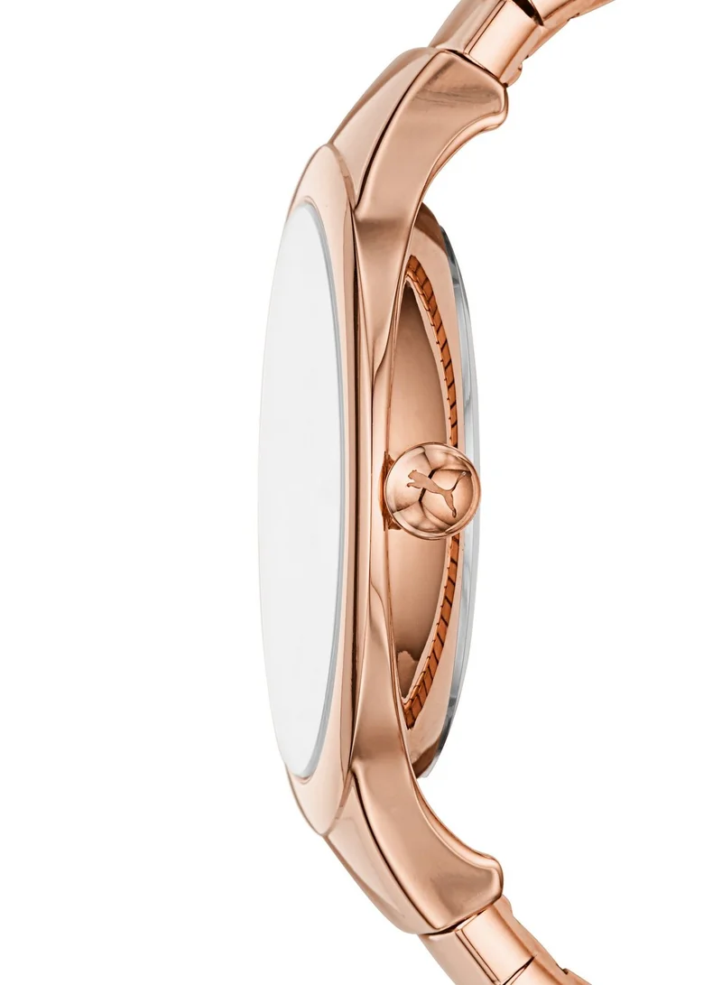 PUMA Contour Analog Quartz Watch for Women With Rose Gold Stainless Steel Band - 3 ATM - PU P1028