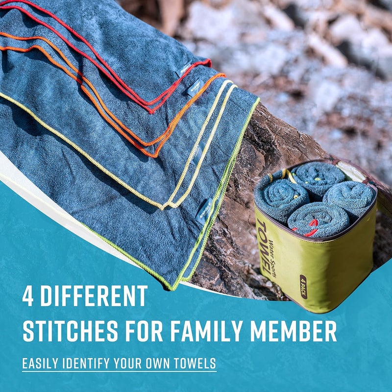 4Monster 4 Pack Microfiber Camping Towel Quick Dry, Super Absorbent Travel Towel with Waterproof Bag, Lightweight Boat Towel for RV, Sport, Gym, Beach, Pool, Swim,Family Trip - Image 3