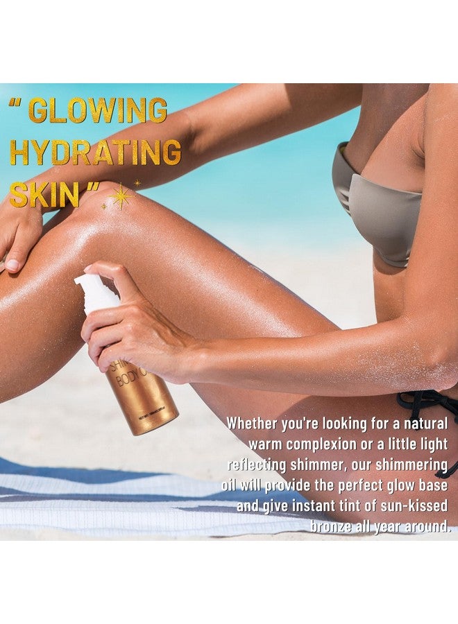 UCANBE Body Shimmer Oil 100ml, Moisturizing Body Glow Glitter Oil, Waterproof Shimmering Body Luminizer Liquid Illuminator Highlighter, Tinted Shimmer Body Lotion Glowing Bronzer Makeup(Bronze Gold) - Image 5