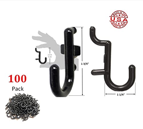 WallPeg 100Pcs Pegboard Accessory Peg Hook Set – Durable, Self-Locking Black 1/4" J-Style FlexLock Peg Hooks for Hanging Tools, Storage, and Wall Organization - Image 2