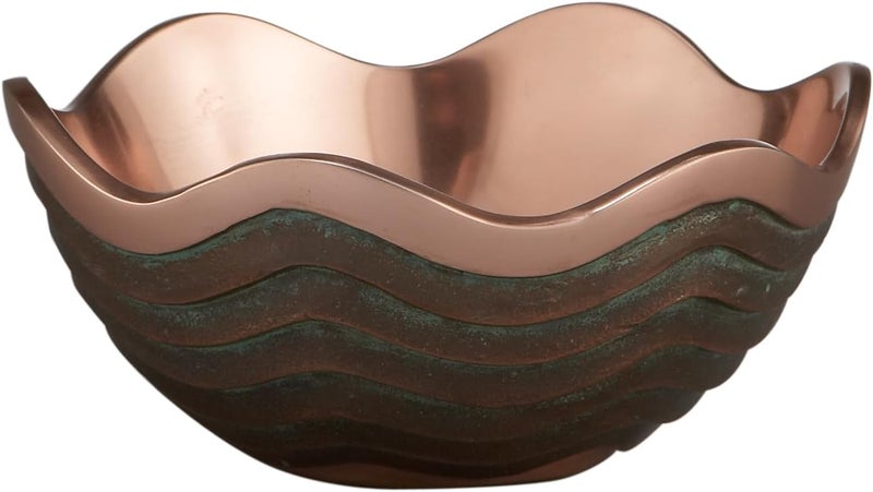 Nambe Nambé Copper Canyon Bowl – 6 Inch Decorative Accent with Copper & Verdigris Scalloped Design, 16 oz Sculptural Metal Centerpiece for Table Décor, Home Entertaining & Serving - Image 1