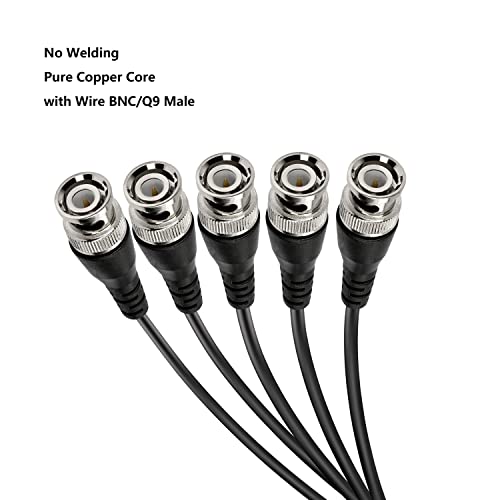 MEIRIYFA BNC Pigtail Cable Bare Wire, BNC Male Coaxial Connector Extension Plug with Open End Wire for CCTV Camera Terminal Adpater (5pcs BNC Male) - Image 2