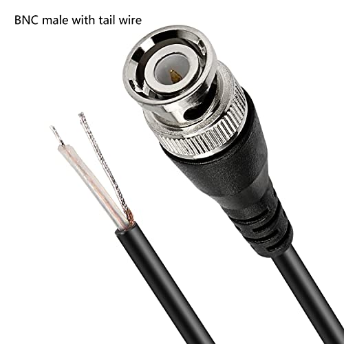 MEIRIYFA BNC Pigtail Cable Bare Wire, BNC Male Coaxial Connector Extension Plug with Open End Wire for CCTV Camera Terminal Adpater (5pcs BNC Male) - Image 3