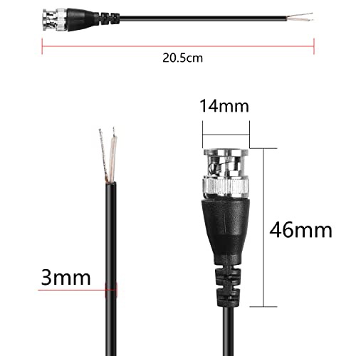 MEIRIYFA BNC Pigtail Cable Bare Wire, BNC Male Coaxial Connector Extension Plug with Open End Wire for CCTV Camera Terminal Adpater (5pcs BNC Male) - Image 5