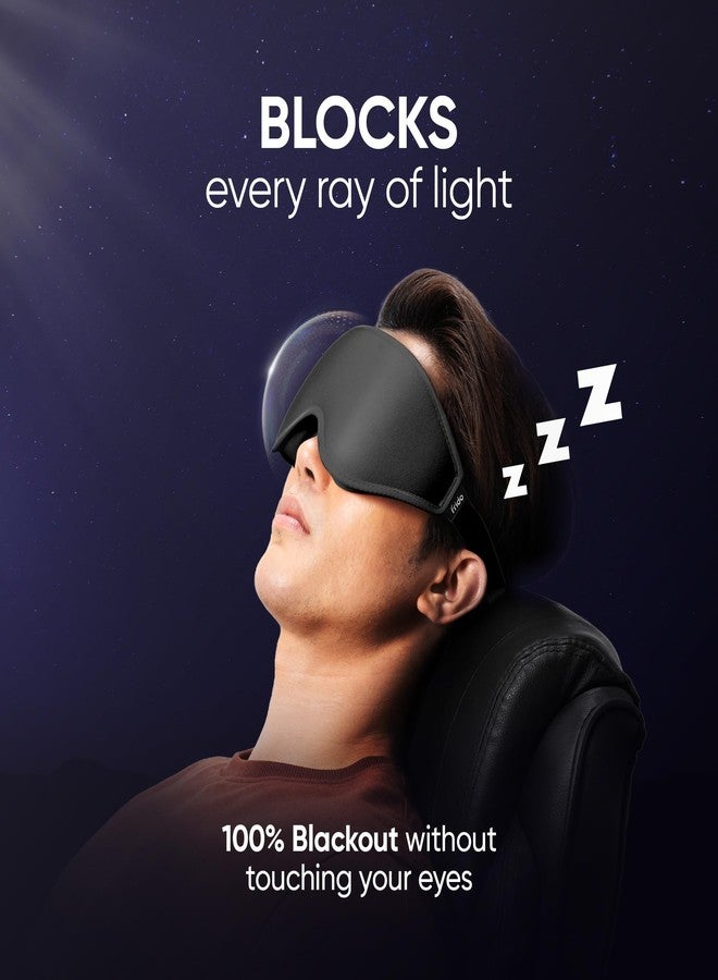 Frido 3D Eye Mask for Men & Women | 100% Blackout Sleep Mask | Zero Pressure Memory Foam for Eyelids & Lashes | Adjustable Straps for Travel & Meditation | Soft Comfortable Night Eye Cover – Pitch Black - Image 2