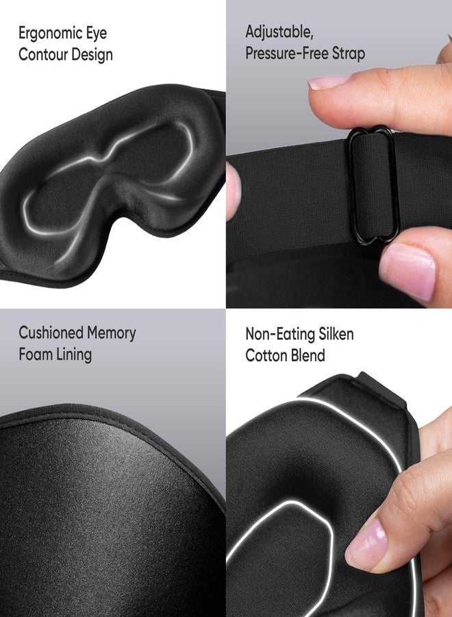 Frido 3D Eye Mask for Men & Women | 100% Blackout Sleep Mask | Zero Pressure Memory Foam for Eyelids & Lashes | Adjustable Straps for Travel & Meditation | Soft Comfortable Night Eye Cover – Pitch Black - Image 5