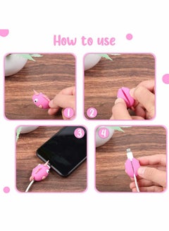 Excefore Charger Cable Protector USB Charger Cable Cute Animal Type Protector Charger Cable Fits Most Phones and Tablet Cables 6pcs  - Image 5