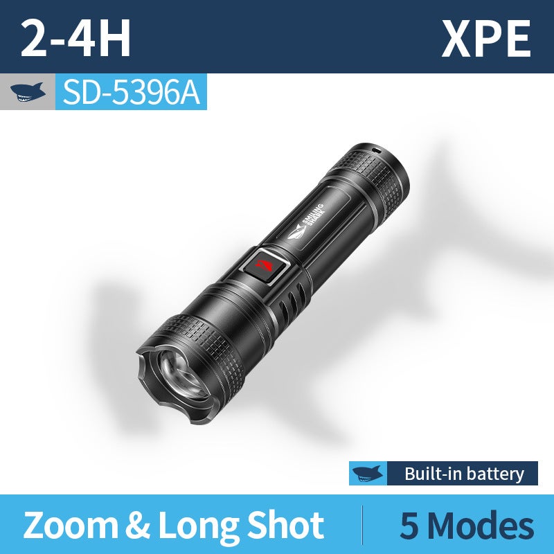 SMILING SHARK Mini Rechargeable LED Flashlight - Portable Outdoor Emergency Light - Image 1