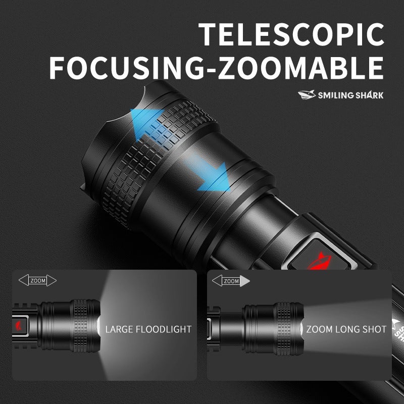 SMILING SHARK Mini Rechargeable LED Flashlight - Portable Outdoor Emergency Light - Image 4