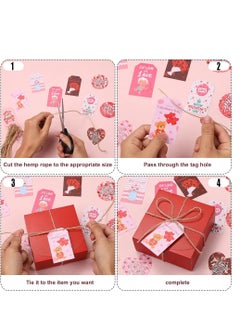 Generic 100pcs Valentine's Day Gift Tags, 10 Styles 3 Shapes Valentines Tags, Heart Gift Tags Labels Round Double Sided Hanging Paper Ornaments for Wedding Party Gift Wrapping, with 65.6ft Rope  - Image 3