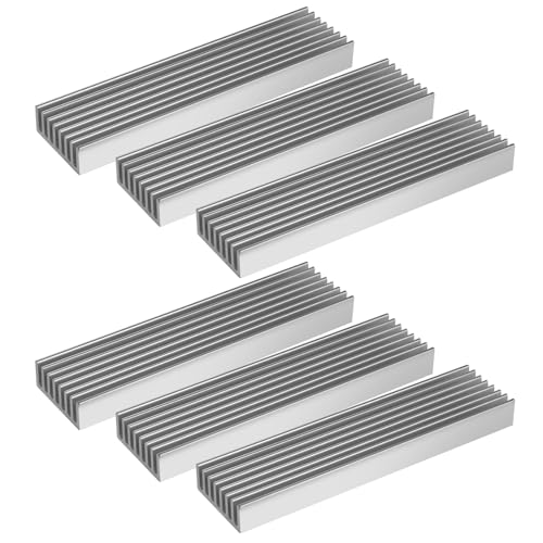 Manesi Silver Tone Aluminum Heatsink Cooler Radiator Cooling 100mm x 25mm x10mm Heat Sink Module Cooler(Pack of 6) - Image 1