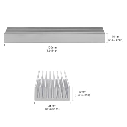 Manesi Silver Tone Aluminum Heatsink Cooler Radiator Cooling 100mm x 25mm x10mm Heat Sink Module Cooler(Pack of 6) - Image 2