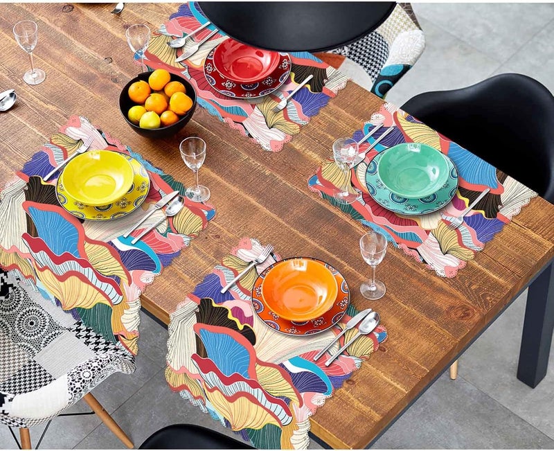 Yibeas Mushrooms Cloth Napkins Set of 4 Soft Beautiful Graphic Pattern of Colorful Polyester Dinner Square Napkin for Family Restaurant Weddings Parties 18 x 18 inch - Image 4