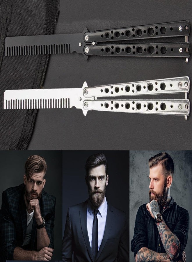 Tomuvpzn Butterfly Comb,2 PCS Stainless Steel Folding Practice Combs Hair Styling Tools,Training Comb,Hair Styling Accessories ButterflyComb - Image 2