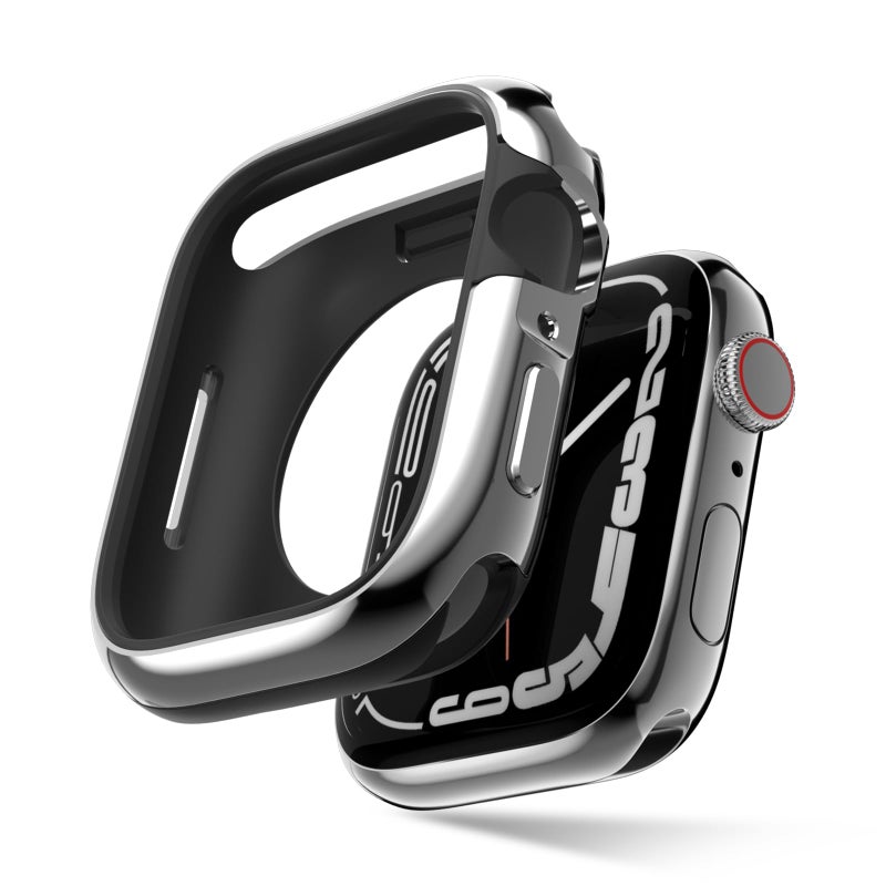 SwitchEasy Aircraft-Grade Aluminum Case for 45mm Apple Watch Series 9, Series 8, Series 7, Hard Case with Shock-Absorbing Inner Bumper for Maxed Protection, Odyssey Glossy Edition - Flash Silver - Image 1