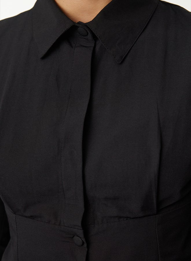 trendyol Black Waist Fitted Pattern Woven Shirt - Image 4
