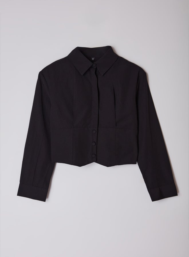 trendyol Black Waist Fitted Pattern Woven Shirt - Image 5