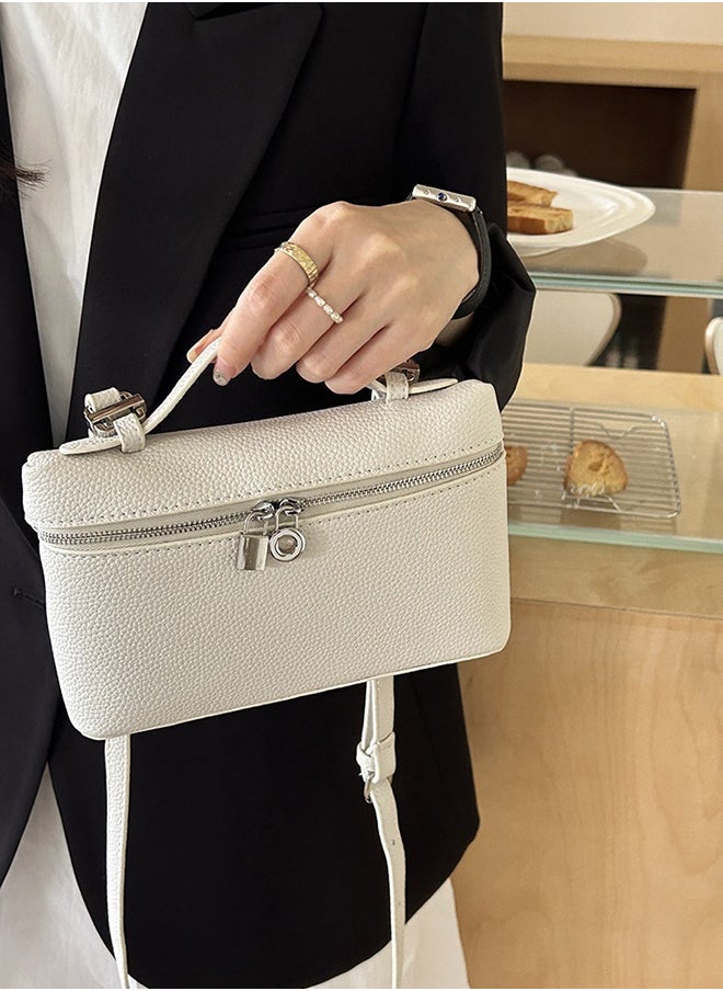 BLLE ROWN Classical Women Crossbody Bag Solid White Color Leather Commuter Ladies Shoulder Bag East West Bags  - Image 2